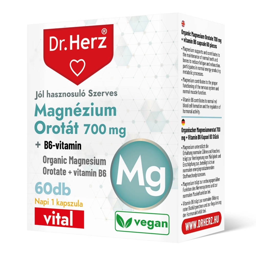 Dr. Herz Szerves Magnézium Orotát + B6-vitamin kapszula - 60db