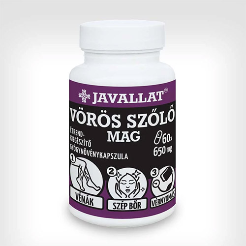 Javallat Vörös szőlő mag kapszula - 60db Javallat Vörös szőlő mag kapszula - 60db