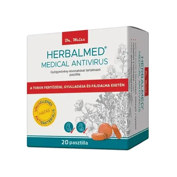 Dr. Weiss Herbalmed gyógynövény pasztilla torokgyulladásra - 20db