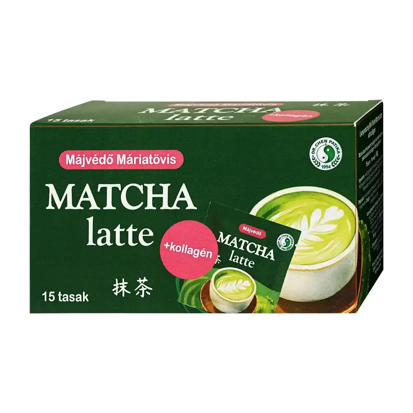 Dr. Chen Matcha Latte italpor kollagénnel és máriatövis-kivonattal - 15 tasak