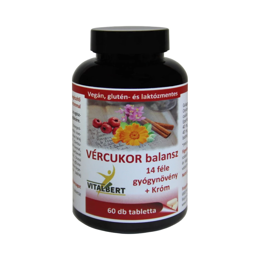 Vitalbert Vércukor Balansz tabletta krómmal - 60db Vitalbert Vércukor Balansz tabletta krómmal - 60db